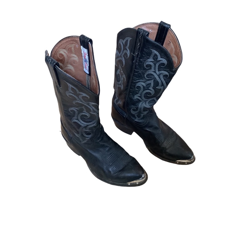 Vintage Black Tony Lama boots, metal toe